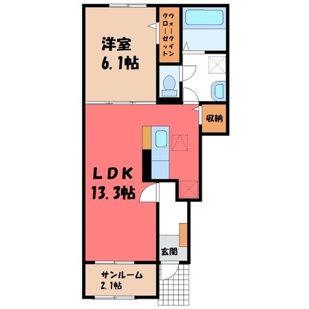 鹿沼駅 徒歩11分 1階の物件間取画像